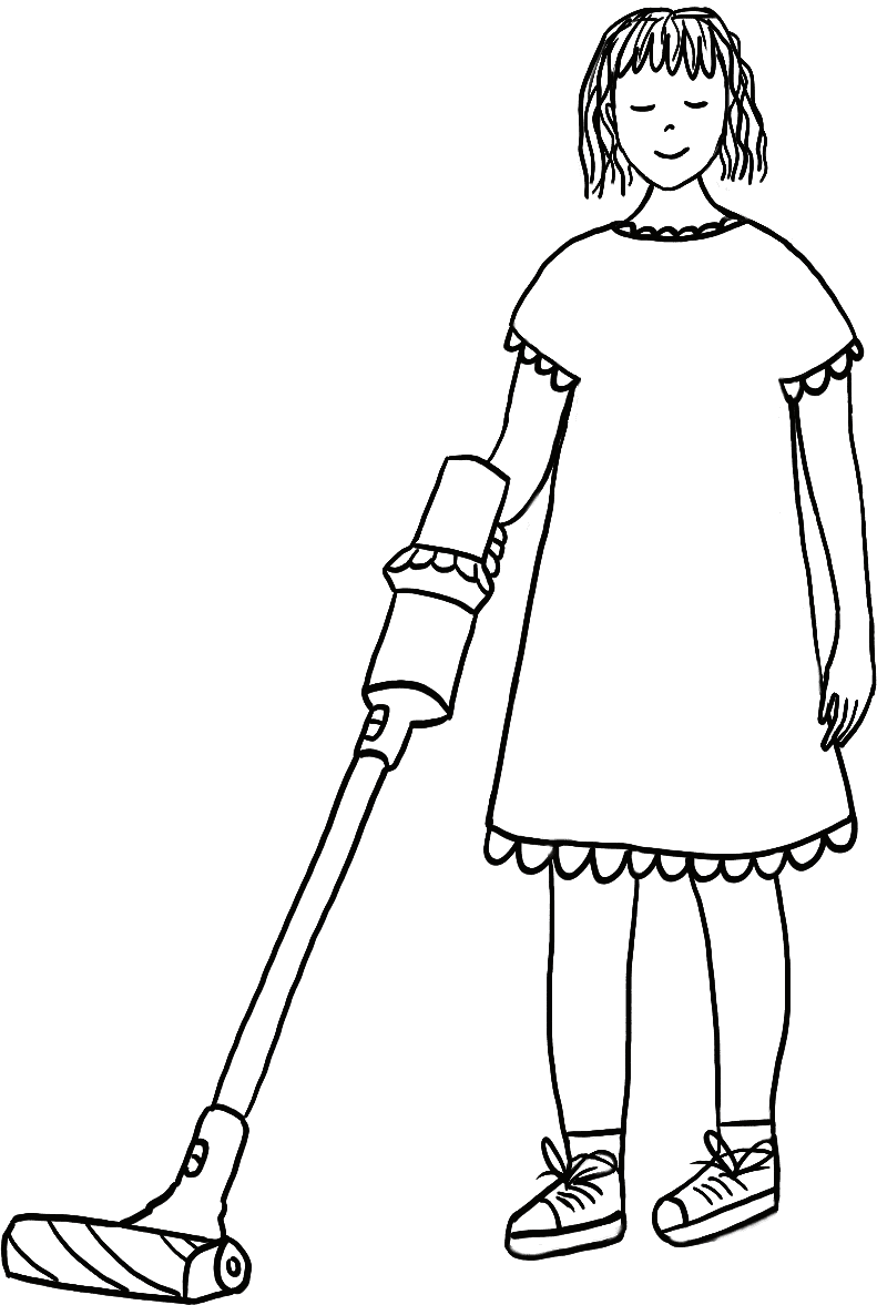 Illustration of a person vacuuming